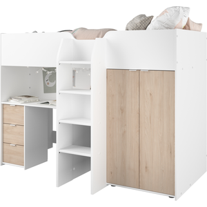 Parisot TOM Hochbett mit Schreibtisch und Kleiderschrank günstig