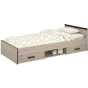 Parisot Beige-schwarzes Kinderbett mit Stauraum 90 x 200 cm günstig