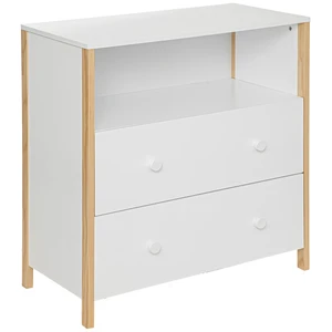 Atmosphera Kima Kommode in Weiß, 2 Schubladen für die ideale Ordnung im Schlafzimmer. Stilvolles Aufbewahrungsmöbel aus Holz. günstig