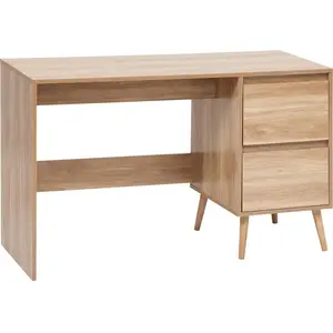 Schreibtisch mit 2 Schubladen Abana helles Holz günstig