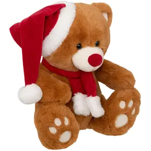 Stoffbär mit Weihnachtsmütze, 34 cm