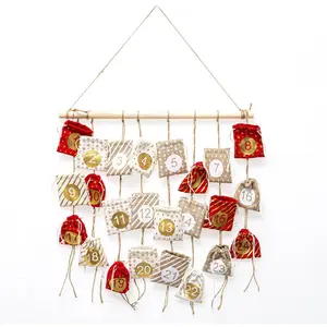 Adventskalender mit Säckchen, Polyester, 60 cm