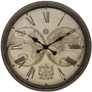 Atmosphera Wanduhr mit Weltkarte TOMY, Ø 51 cm, braun günstig
