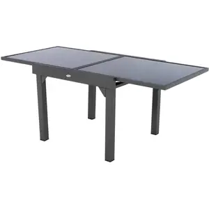 HESPERIDE Ausziehbarer gartentisch "piazza" anthrazit & graphit 8-sitzer aus epoxybehandeltem aluminium - Hespéride günstig