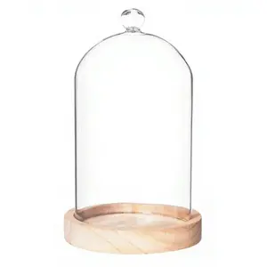 Atmosphera Essensglocke aus Glas, 19 cm hoch auf natürlichem Holzbrett für Küche und Tischdekoration günstig