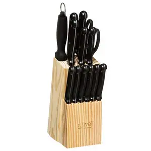 5five 11-teiliges Edelstahl-Messerset, Küchenmesser Set mit Aufbewahrungsblock für professionelles Kochen und Schneiden
