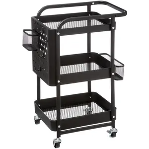 5Five, Couchtisch + Beistelltisch, Trolley, Metall - 3 Ebenen - Schwarz (52.80 x 30 x 76 cm) günstig