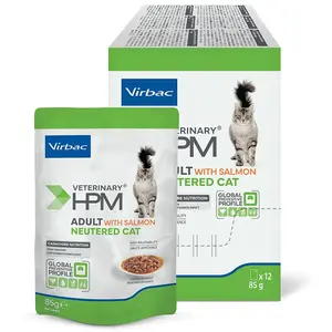 Virbac Veterinary Hpm Cat Adult Neutered Katzen-nassfutter Mit Lachs 1...