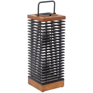 Les Jardins LED-Solarlaterne Tekura, teak/grau, 66 cm