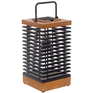 Les Jardins LED-Solarlaterne Tekura, teak/grau, 46,5 cm