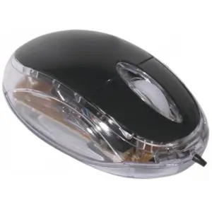 Exertis Connect Optische Mini USB Maus mit schwarzer Leuchtfarbe (Kabelgebunden), Maus, Transparent, Schwarz