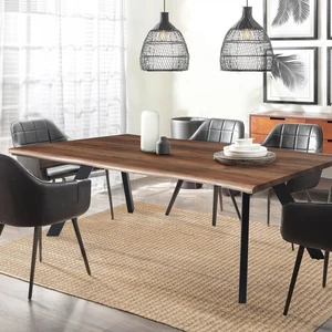 LEQUAIDESAFFAIRES ESSTISCH HELGA / 180x90cm - 8 Personen - Eiche Nachbildung und schwarze Metallbeine günstig