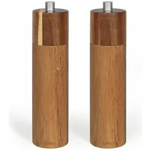 Livoo Set aus 2 manuellen Salz- und Pfeffermüh, Pfeffermühle + Salzmühle, Braun günstig