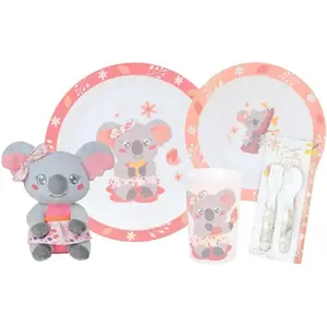 JEMINI Geschirrset Glas, Teller, tiefer Teller, 2 Besteckteile und ein...