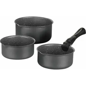 3er-Set mattgraue Kochtöpfe (16, 18, 20 cm) + 1 abnehmbarer Griff Al... günstig