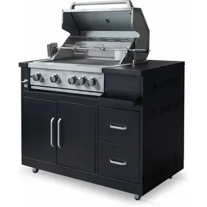 Gasgrill mit 4 Brennern und Drehspieß für die Außenküche - Oviala Memphis günstig