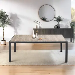 Rechteckiger moderner Tisch aus Aluminium und Keramik Braun - Oviala T... günstig