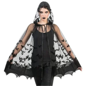 RueDeLaFete CHAKS Vampir-Kostüm Schwarzer Fledermaus Umhang mit Kapuze, 78 cm günstig