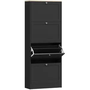HOMCOM Schuhschrank für 24 Paar, schmaler moderner Schuhschrank mit 4 ... günstig