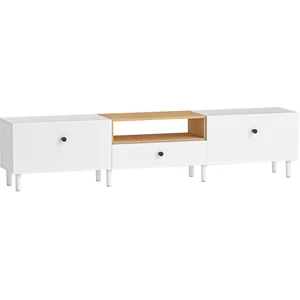 HOMCOM TV-Möbel 200 cm, TV-Bank für Fernseher bis zu 228,6 cm mit 2 Klapptüren, Schublade, Soft-Close-Scharniere und 8 Füßen, moderner Stil, TV-Bank für Wohnzimmer und Schlafzimmer, weiß Aosom günstig