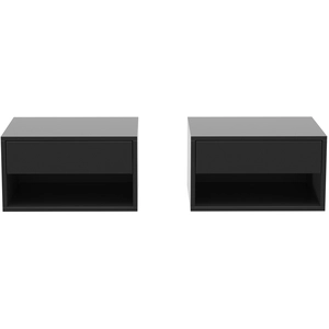 HOMCOM Set mit 2 wandmontierten Nachttischen, hängende Nachttische mit Schublade, offenes Fach, Ablage, modernes Design, 37 x 32 x 21 cm, schwarz Aosom günstig