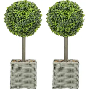HOMCOM Set mit 2 dekorativen künstlichen Pflanzen, 50 cm Buchsbaumkuge... günstig
