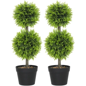 HOMCOM Set mit 2 dekorativen künstlichen Pflanzen, 60 cm Buchsbaumkuge... günstig