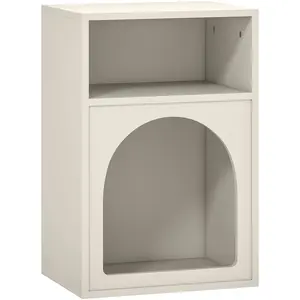 HOMCOM Nachttisch, Nachttisch mit offenen Fächern, bogenförmiges Design, Nachttisch für Schlafzimmer, Wohnzimmer, 40 x 30 x 60 cm, Creme Aosom günstig