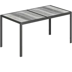 Outsunny Rechteckiger Gartentisch für 4 bis 6 Personen, Außentisch mit Holzoptik-Platte und Stahlbeinen, für Balkon, Veranda, Terrasse, 150 x 80 x 74 cm, grau Aosom günstig