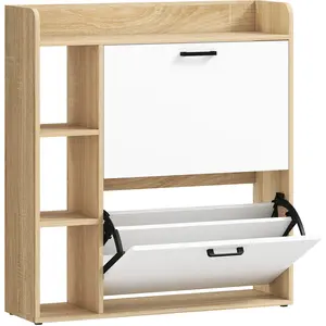 HOMCOM Schuhschrank 15 Paar, moderner Schuhschrank mit 2 klappbaren Fä... günstig