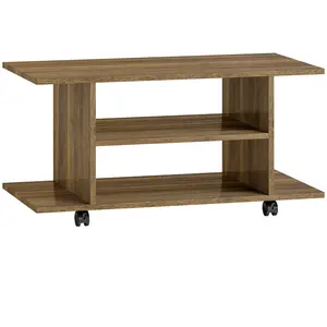 HOMCOM TV-Möbel mit Rollen 80 cm, Fernsehmöbel für Fernseher bis zu 107 cm mit offenen Regalen, moderner Stil, TV-Bank für Wohnzimmer, Schlafzimmer, schwarz Aosom günstig