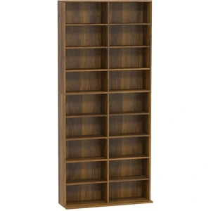 HOMCOM CD- und DVD-Aufbewahrung, Multimedia-Regal, max. Kapazität 640 CD/360 DVD und 430 Blu-ray, 18 Fächer 14 verstellbare Einlegeböden, für Wohnzimmer, Schlafzimmer, 78,5x24x175cm, dunkler Nussbaum Aosom günstig