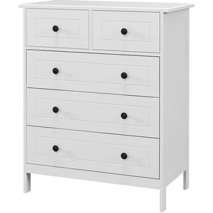 HOMCOM Weiße Kommode mit 5 Schubladen, Aufbewahrungsmöbel für Schlafzimmer, Büro, Eingangsbereich, zeitgenössischer Stil, Metallgriff, 74 x 40 x 91 cm   Aosom günstig