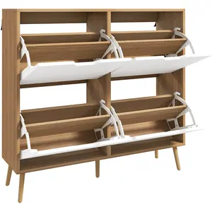 HOMCOM Schuhschrank 4 Klappen, Schuhablage 16 Paare, mit verstellbarem... günstig