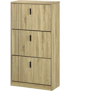 HOMCOM Schuhschrank mit 3 Klappen, 18 Paar, Schuhregal 3 Fächer, hohe ... günstig
