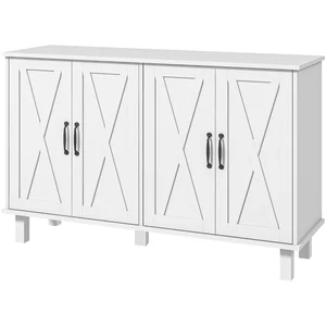 HOMCOM Buffet Sideboard Landhaus-Stil Küchenschrank 2 Doppeltürschrank mit verstellbaren Regalen 120 x 37 x 75 cm - weiß   Aosom günstig