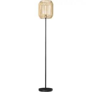 HOMCOM Stehlampe für das Wohnzimmer Vintage-Stehlampe aus Metall mit Lampenschirm aus Papierseil - natürliches Design - Sockel E27 max. 40W - Ø 26 x 164H cm Aosom günstig