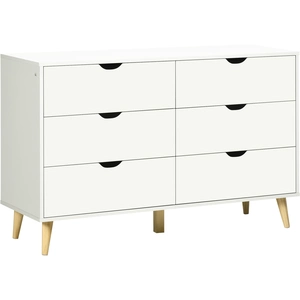 HOMCOM Kommode 6 Schubladen Aufbewahrungsmöbel 5 abgeschrägte Holzbeine 120 x 40 x 76 cm - weiß   Aosom günstig