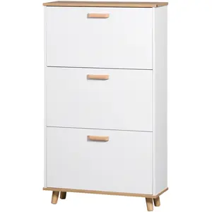 HOMCOM Schuhschrank Schuhregal skandinavischer Stil mit 3 Klappfächern... günstig