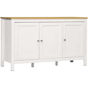 HOMCOM Sideboard Schrank mit 3 Türen 2 höhenverstellbaren Regalen Holzoptikplatte - 120 x 40 x 70 cm weiß   Aosom günstig