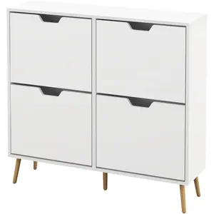 HOMCOM Schuhschrank 4 Klappen, Schuhregal 16 Paare, mit verstellbarem ... günstig