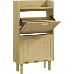 HOMCOM Schuhschrank Schuhregal Schrank 2 Schwenktüren 12 Paare, gefloc... günstig
