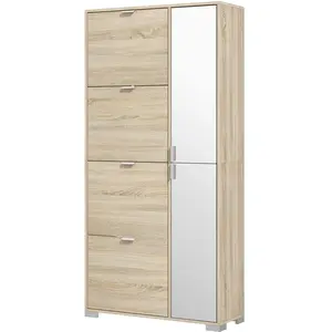 HOMCOM Schuhschrank Schuhschrank mit 4 Klappen, 2 Schränken und Spiege... günstig