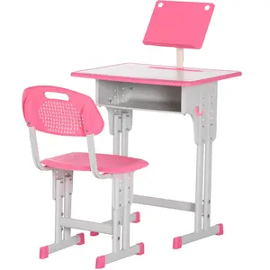 HOMCOM Kinder Schreibtisch und Stuhl mit Leseständer, Fach, Haken und Stifthalter - höhenverstellbar - 60 x 45 x 90-102 cm - rosa Aosom günstig