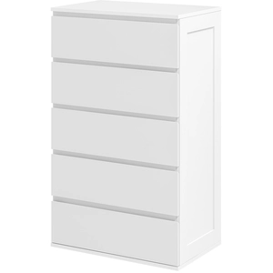 HOMCOM Kommode 5 Schubladen Schlafzimmer Schrank Aufbewahrungsmöbel modernes Design mit sanftem Schließmechanismus, für Schlafzimmer, Wohnzimmer - 60 x 38 x 100 cm, Weiß   Aosom günstig