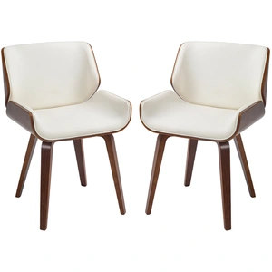 HOMCOM Set mit 2 Vintage-Stühlen für das Esszimmer, weißes Kunstleder-... günstig
