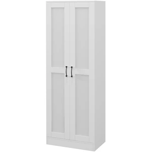 HOMCOM Schrank 2 Türen Aufbewahrungsmöbel mit 4 Regalen, zeitgenössischer Stil, multifunktional für Schlafzimmer, Büro, Küche, 60L x 36,5B x 175H cm, weiß   Aosom günstig