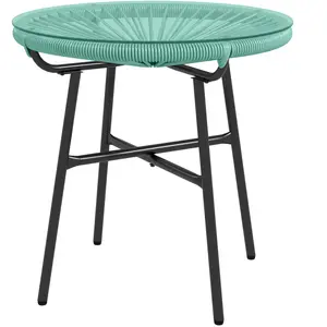 Outsunny Runder Gartentisch aus Rattanimitat mit Metallstruktur und ge... günstig
