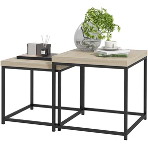 HOMCOM Set aus 2 ineinander stapelbaren Couchtischen quadratische Beis... günstig