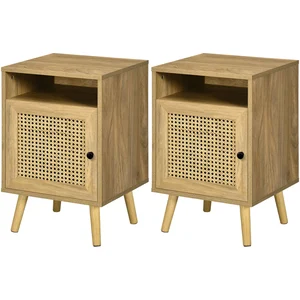 HOMCOM Lot de 2 Nachttisch Nachtschrank mit Schrank Tür Rattan Flechtw... günstig